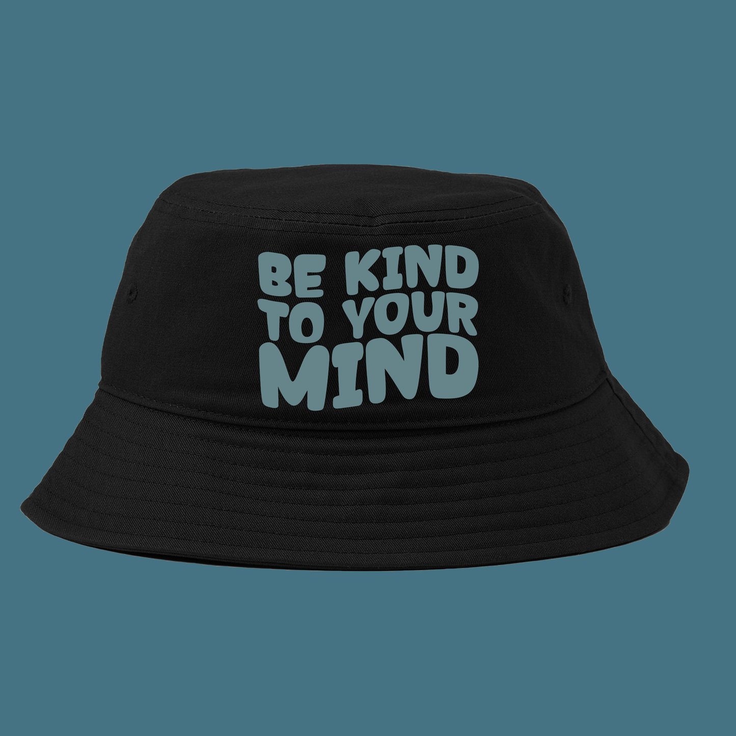 "Be Kind To Your Mind" Grey Green Bucket Hat