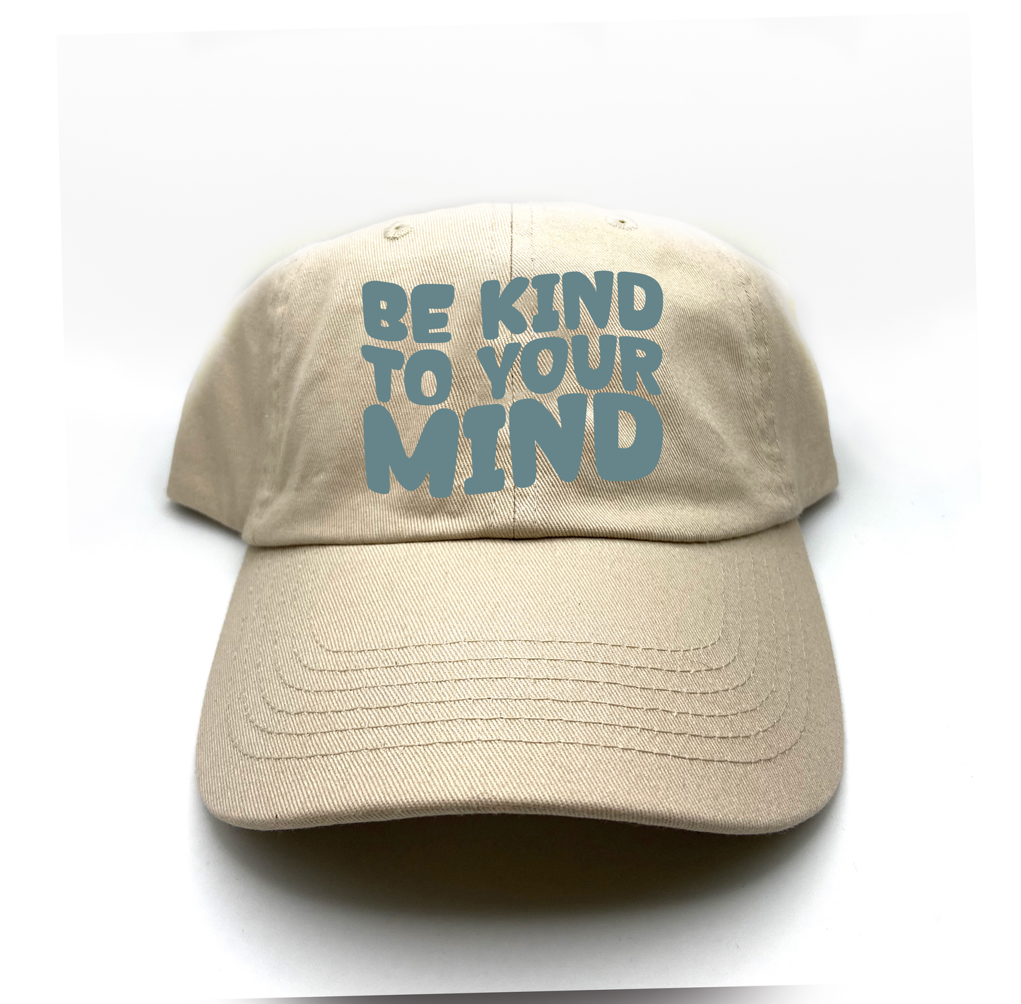 "Be Kind To Your Mind" Grey Green Dad Hat