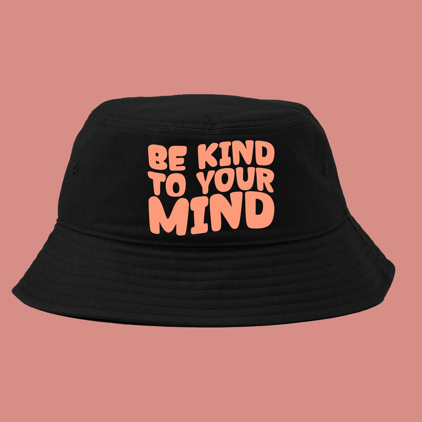 "Be Kind To Your Mind" Peach Bucket Hat