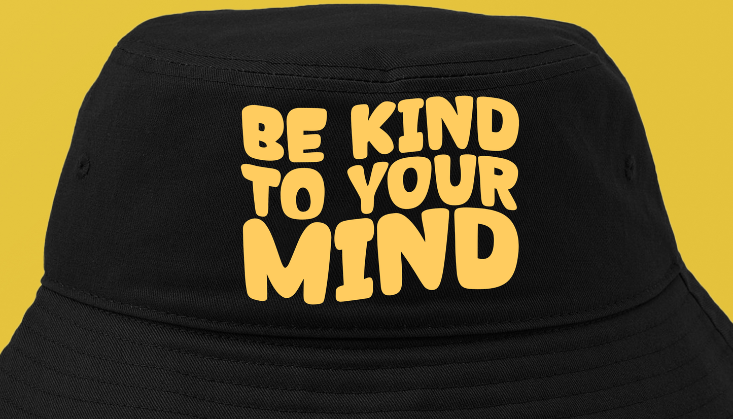 "Be Kind To Your Mind" Yellow Bucket Hat