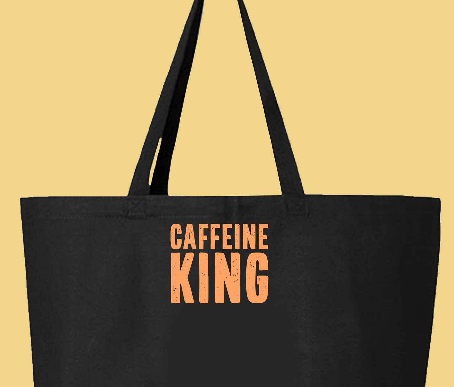 Caffeine King orange Yellow Tote Bag