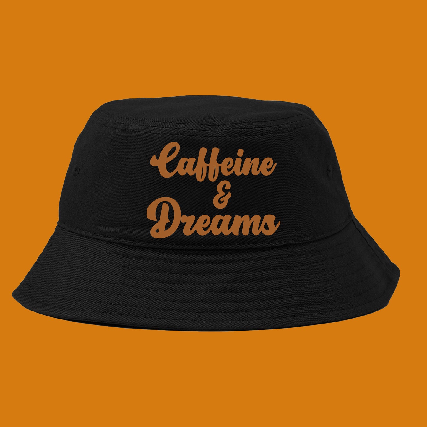 Caffeine & Dreams Brown Bucket Hat