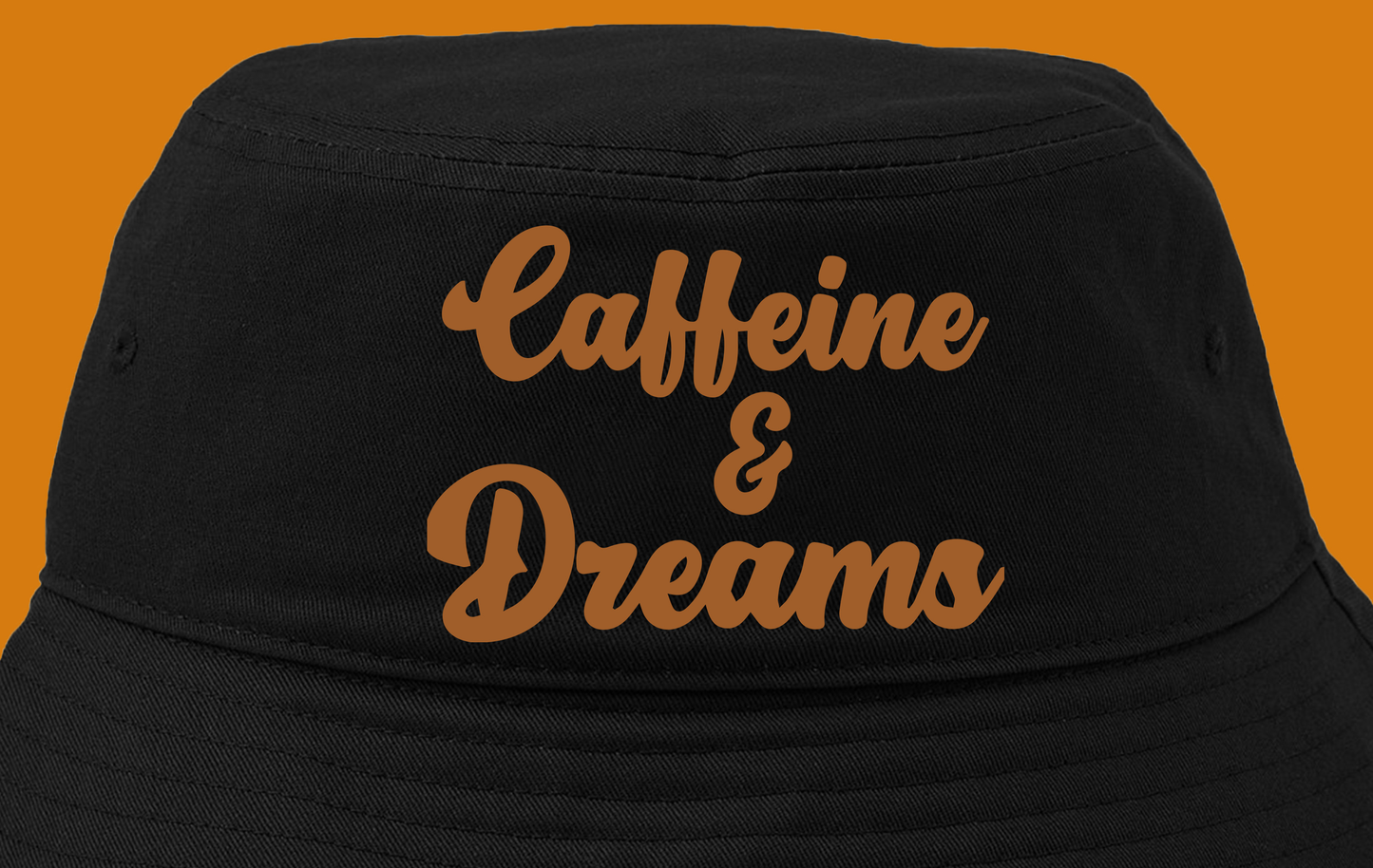 Caffeine & Dreams Brown Bucket Hat