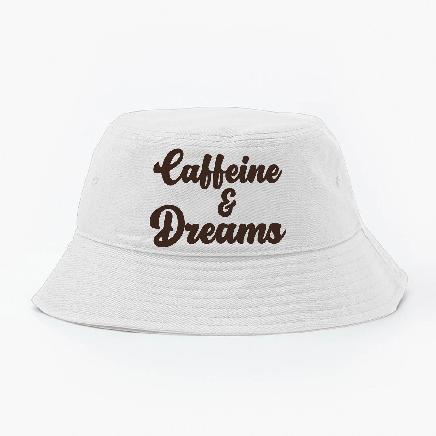 "Caffeine & Dreams" Dark Brown Bucket Hat