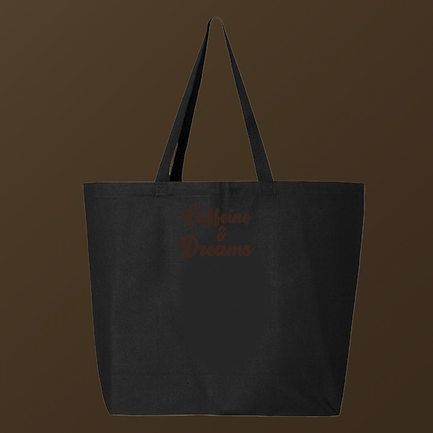 Caffeine & Dreams Dark Brown Tote Bag