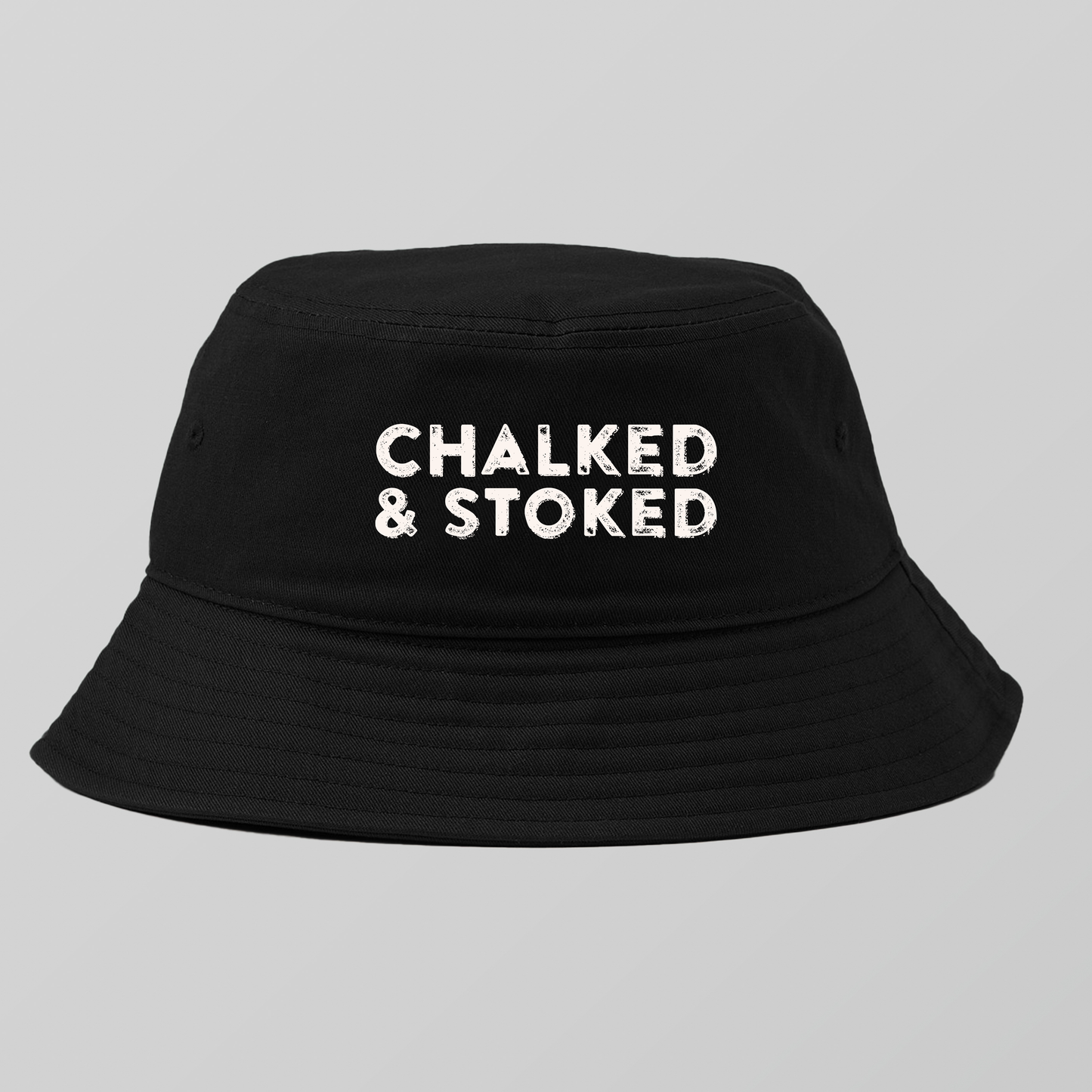 "Chalked & Stoked" Light Grey Bucket Hat