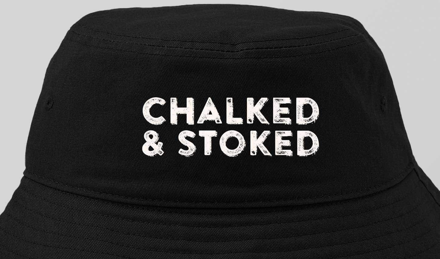 "Chalked & Stoked" Light Grey Bucket Hat