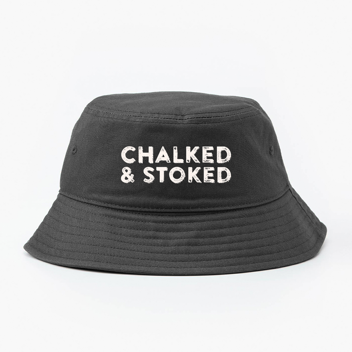 "Chalked & Stoked" Light Grey Bucket Hat