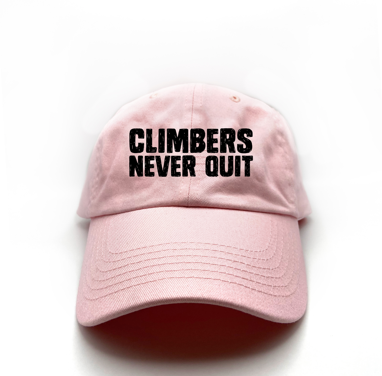"Climbers Never Quit" Black Dad Hat