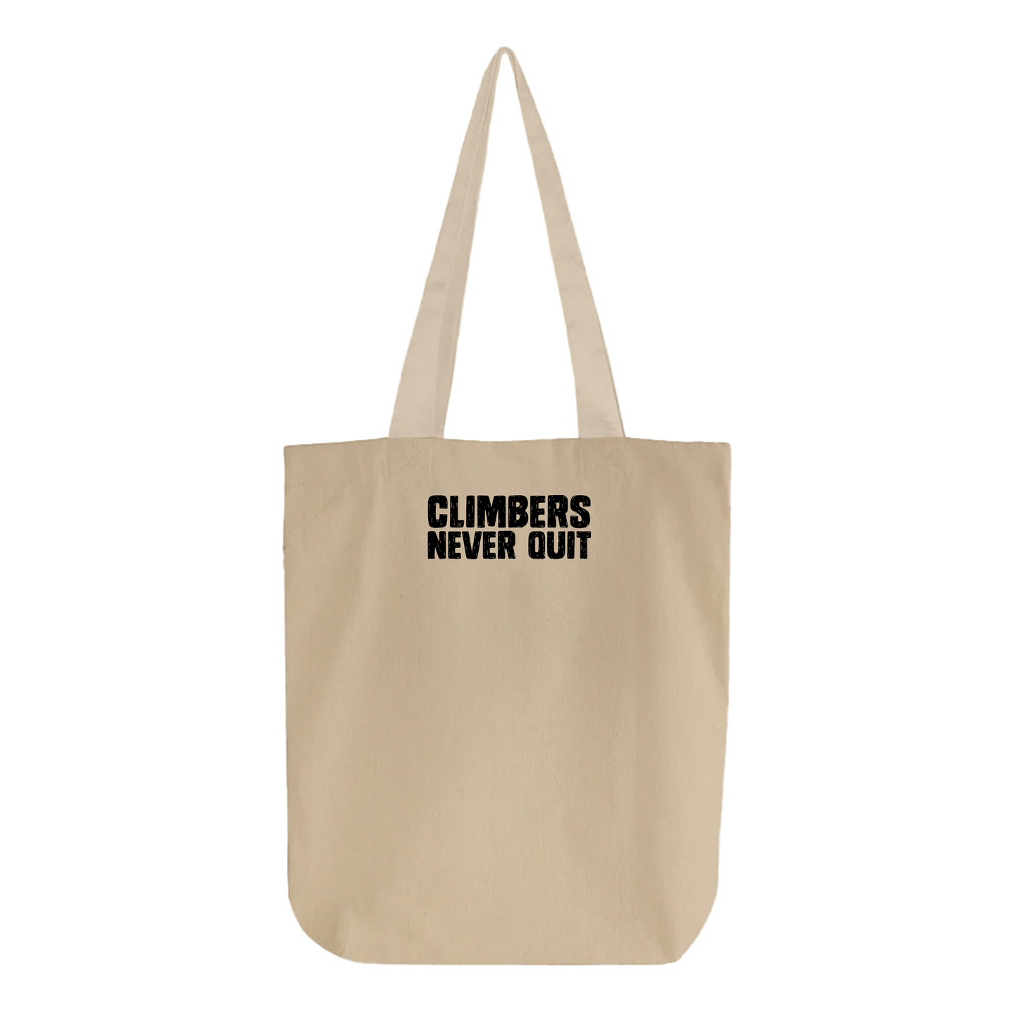 "Climbers Never Quit" Black Tote Bag