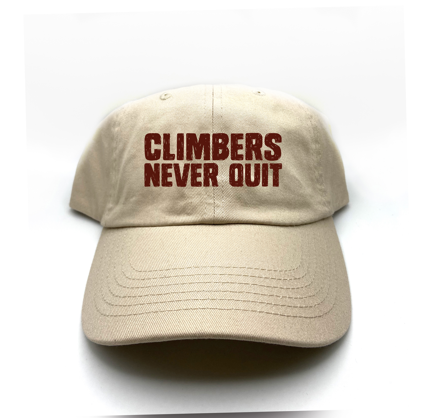"Climbers Never Quit" Maroon Dad Hat