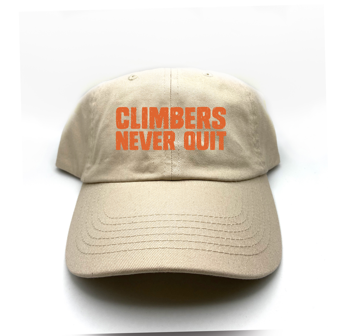 "Climbers Never Quit" Orange Dad Hat