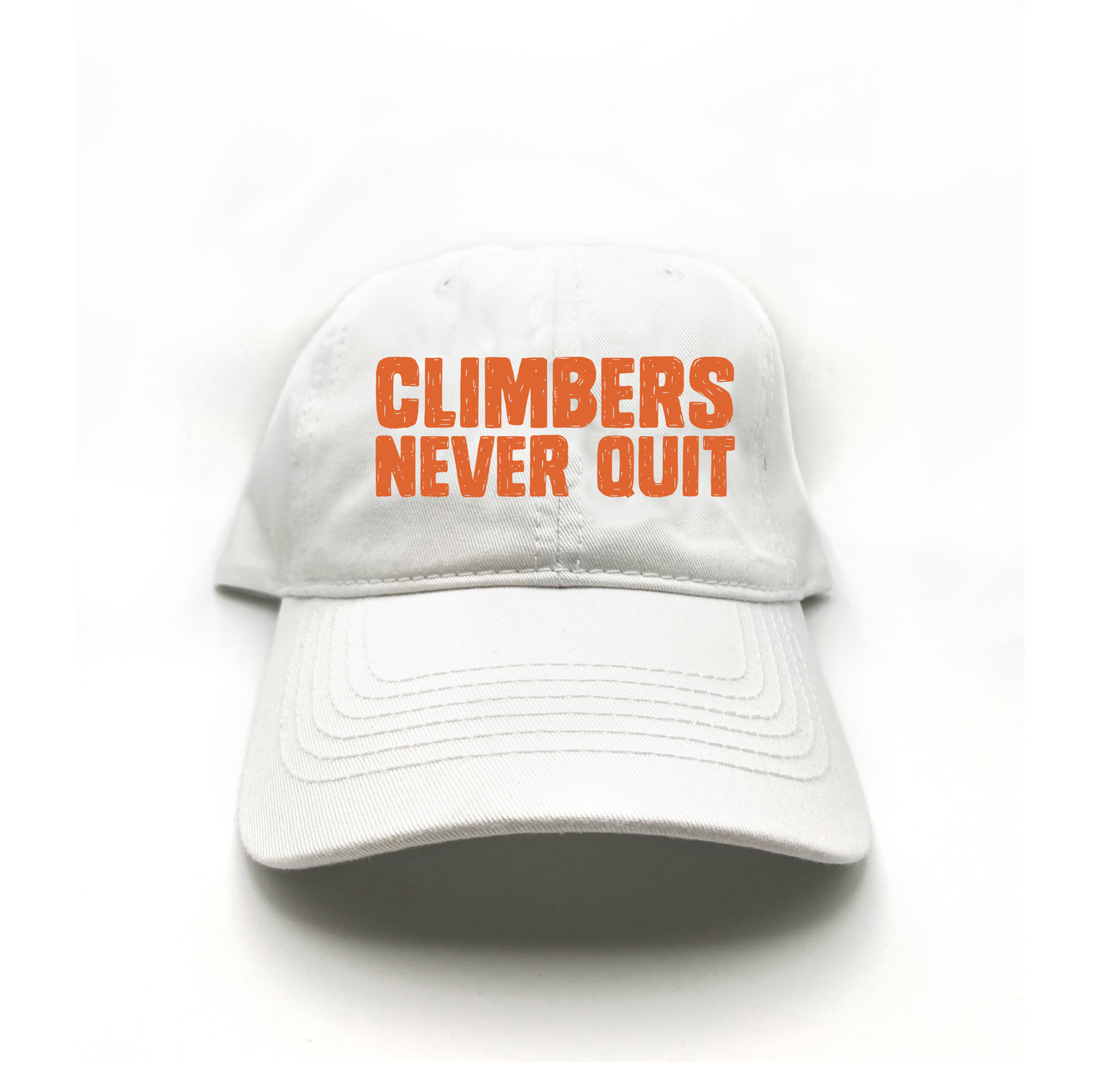 "Climbers Never Quit" Orange Dad Hat