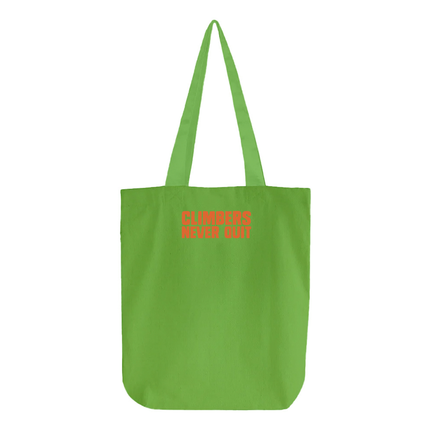 "Climbers Never Quit" Orange Tote Bag