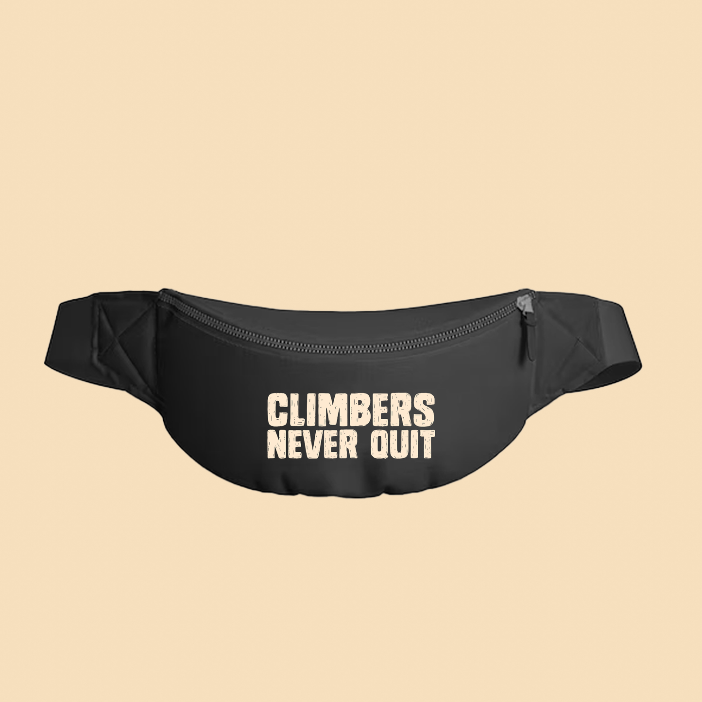 "Climbers Never Quit" Tan Fanny Pack