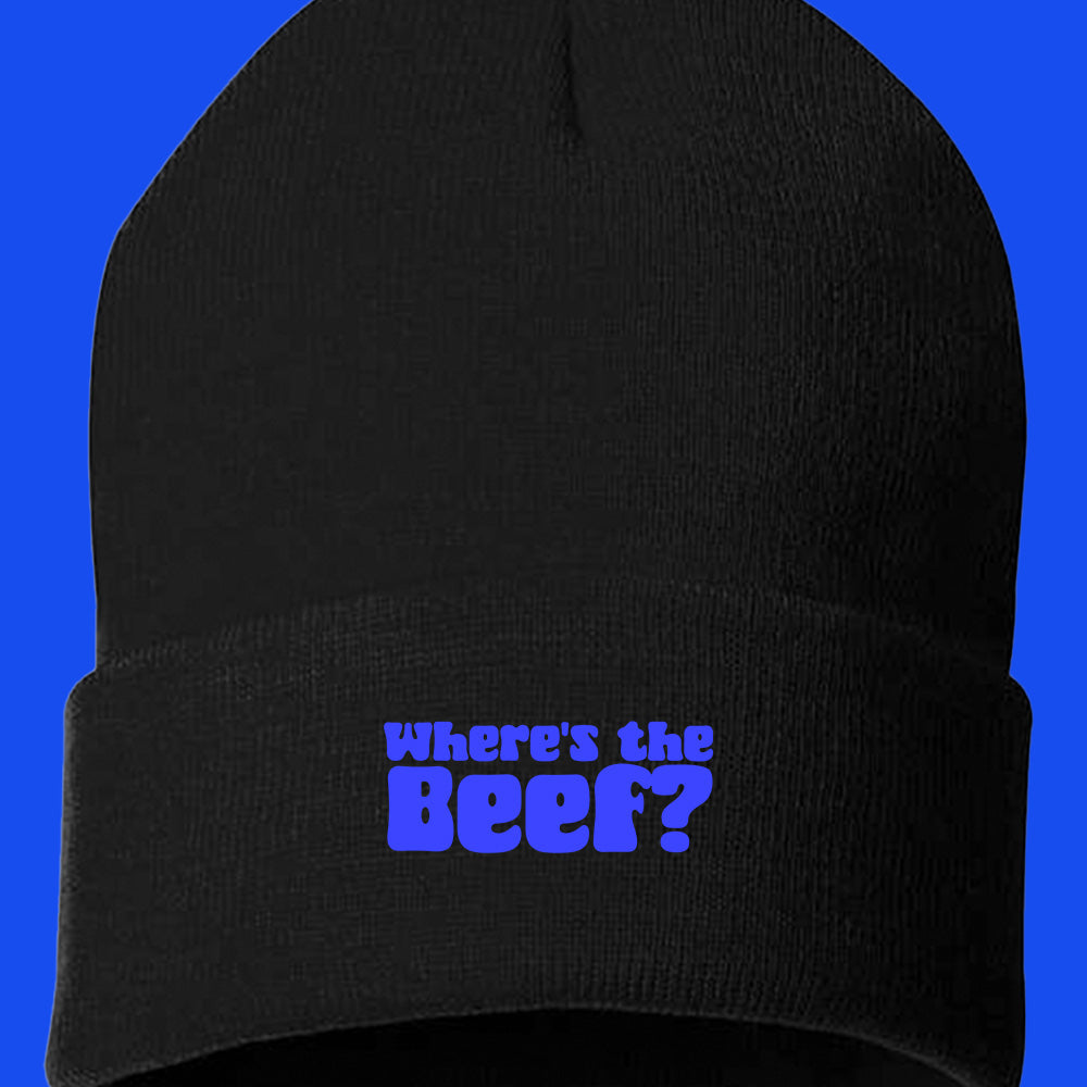 Where's the Beef? Blue Beanie