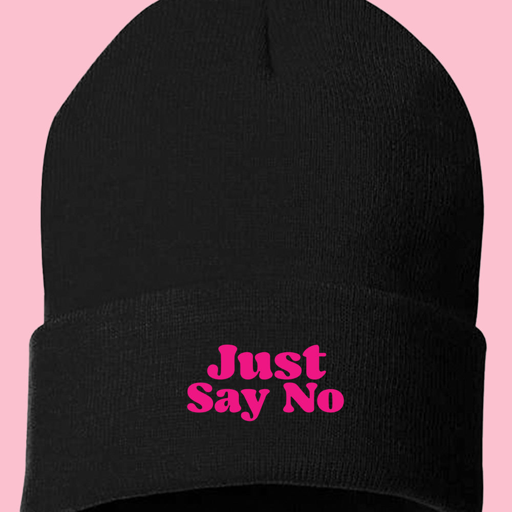 Just Say No Pink Beanie