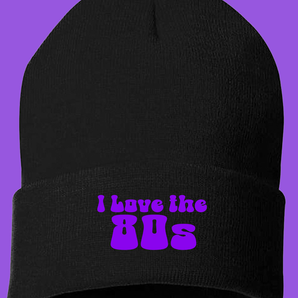 I Love the 80s Purple Beanie Hat