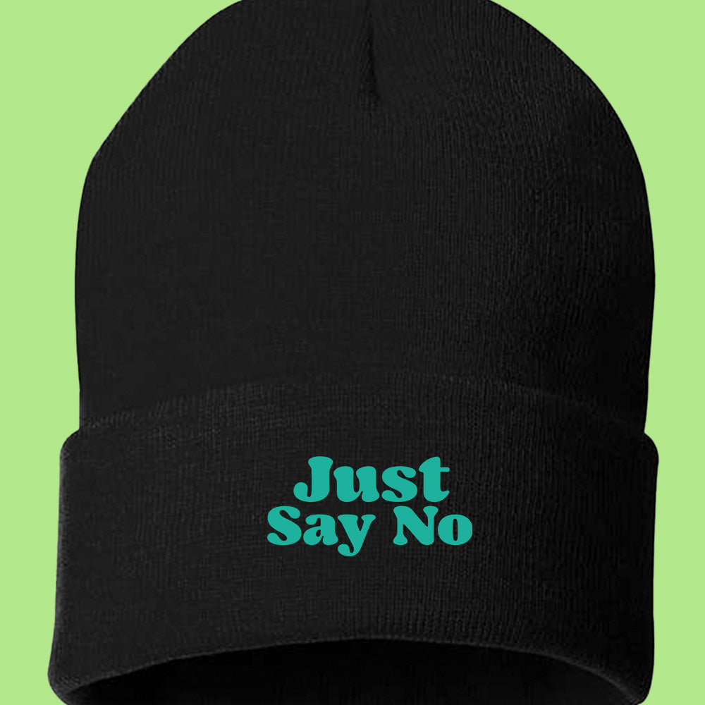 Just Say No Green Beanie