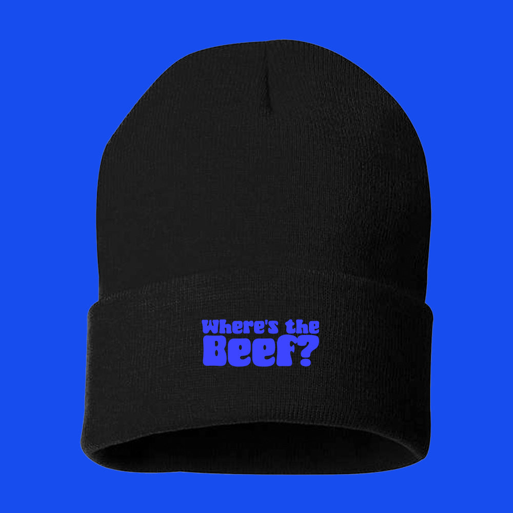 Where's the Beef? Blue Beanie