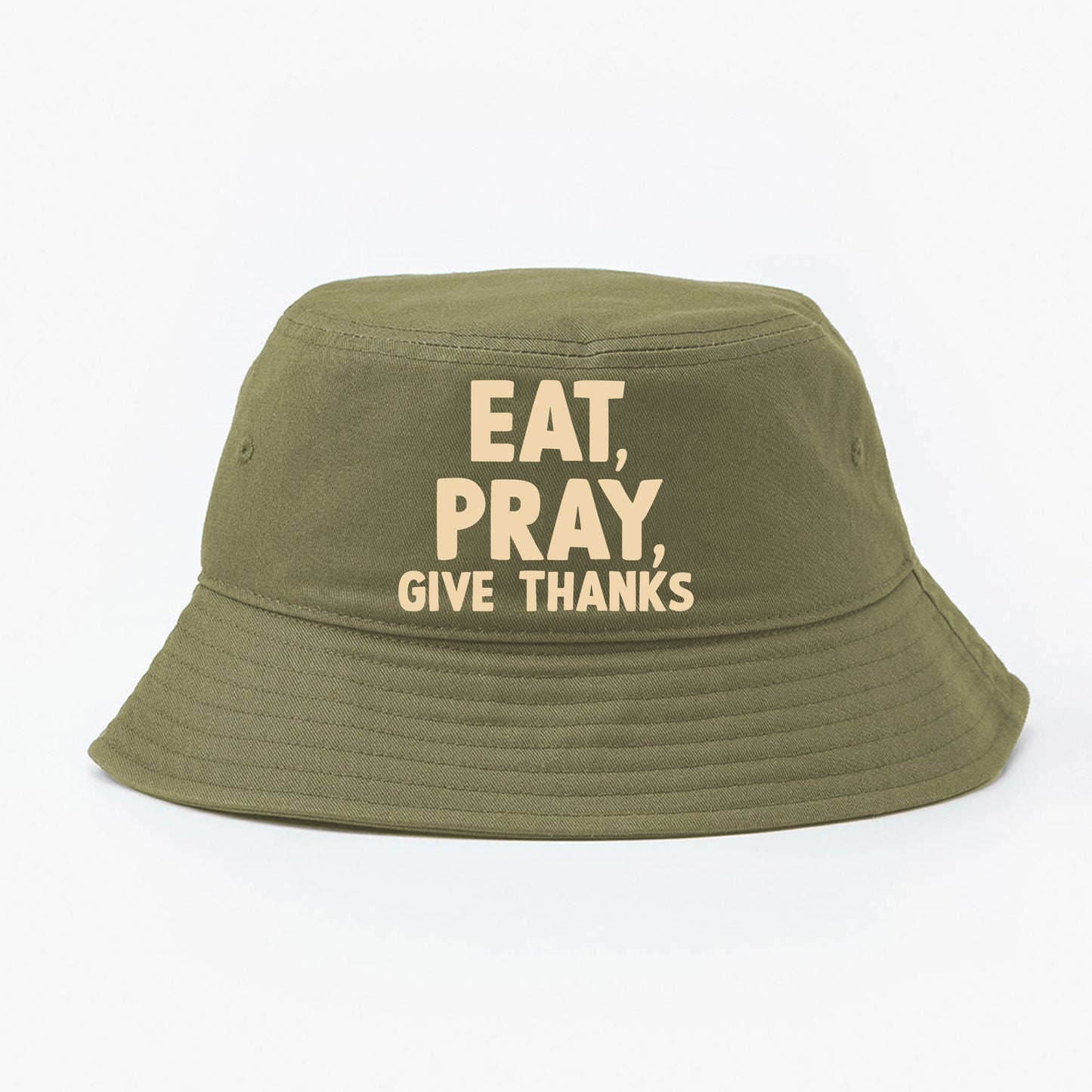 Eat, Pray, Give Thanks Tan Bucket Hat