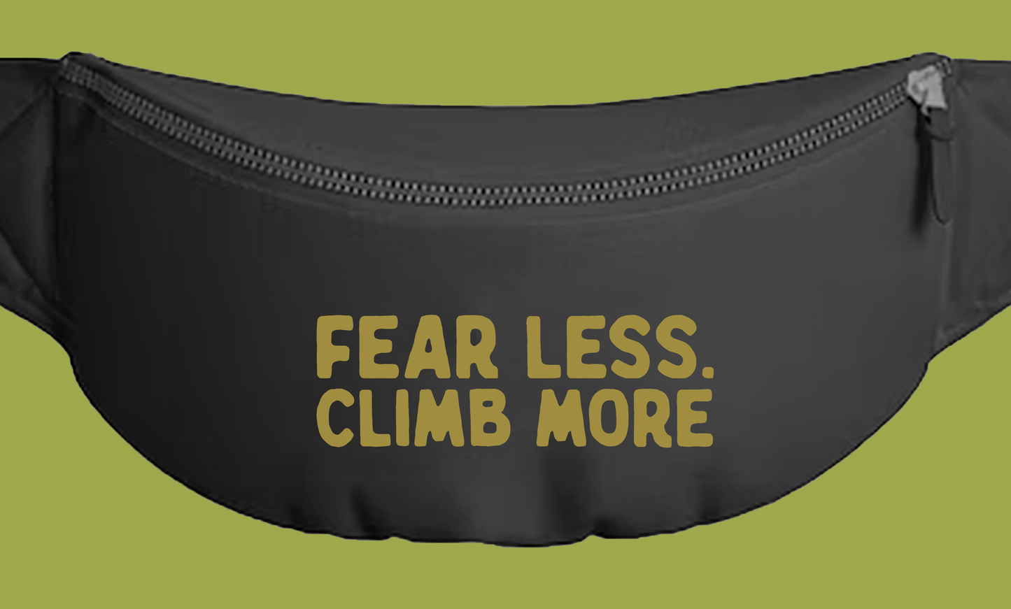 "Fear Less, Climb More" Leaf Green Fanny Pack