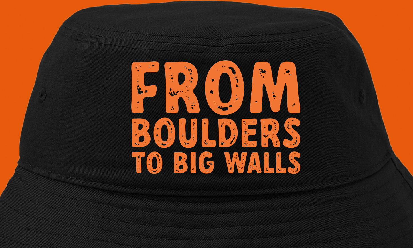 "From Boulders to Big Walls" Orange Bucket Hat