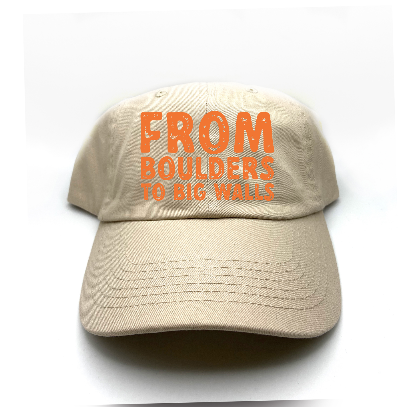 "From Boulders to Big Walls" Orange Dad Hat