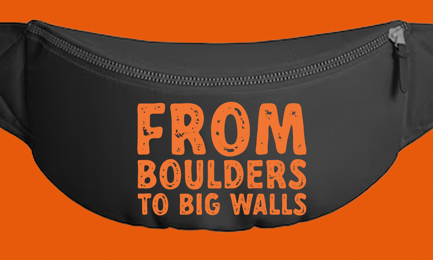 "From Boulders to Big Walls" Orange Fanny Pack