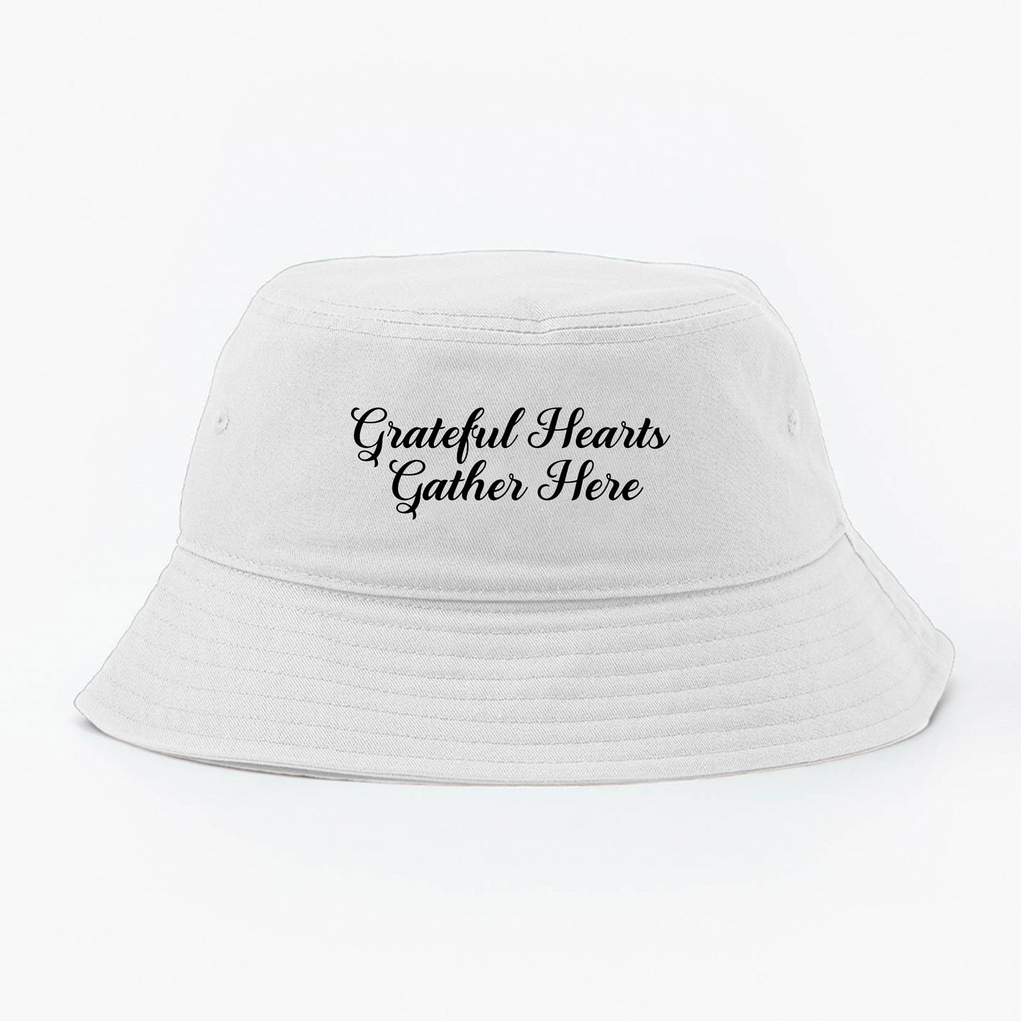 Grateful Hearts Gather Here Black Bucket Hat