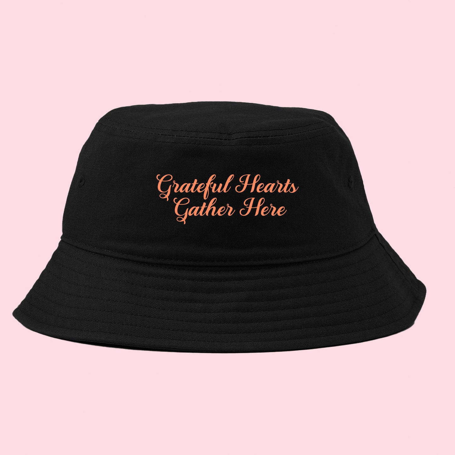 Grateful Hearts Gather Here Peach Bucket Hat