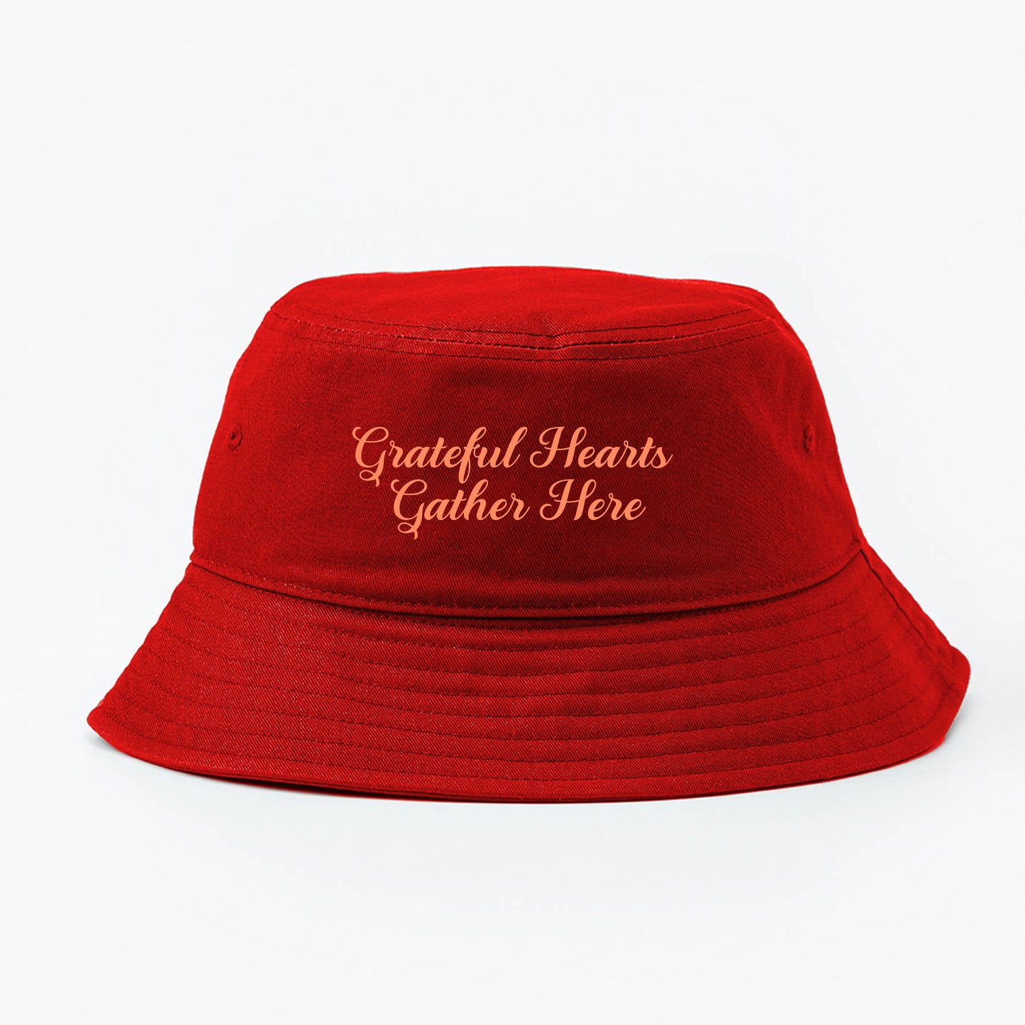 Grateful Hearts Gather Here Peach Bucket Hat