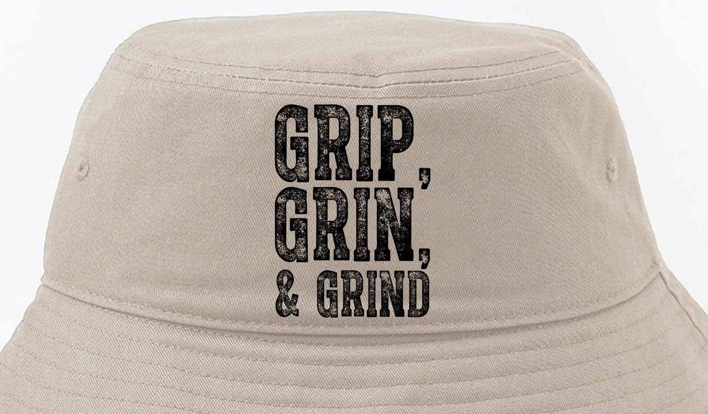 "Grip, Grin, & Grind" Black Bucket Hat