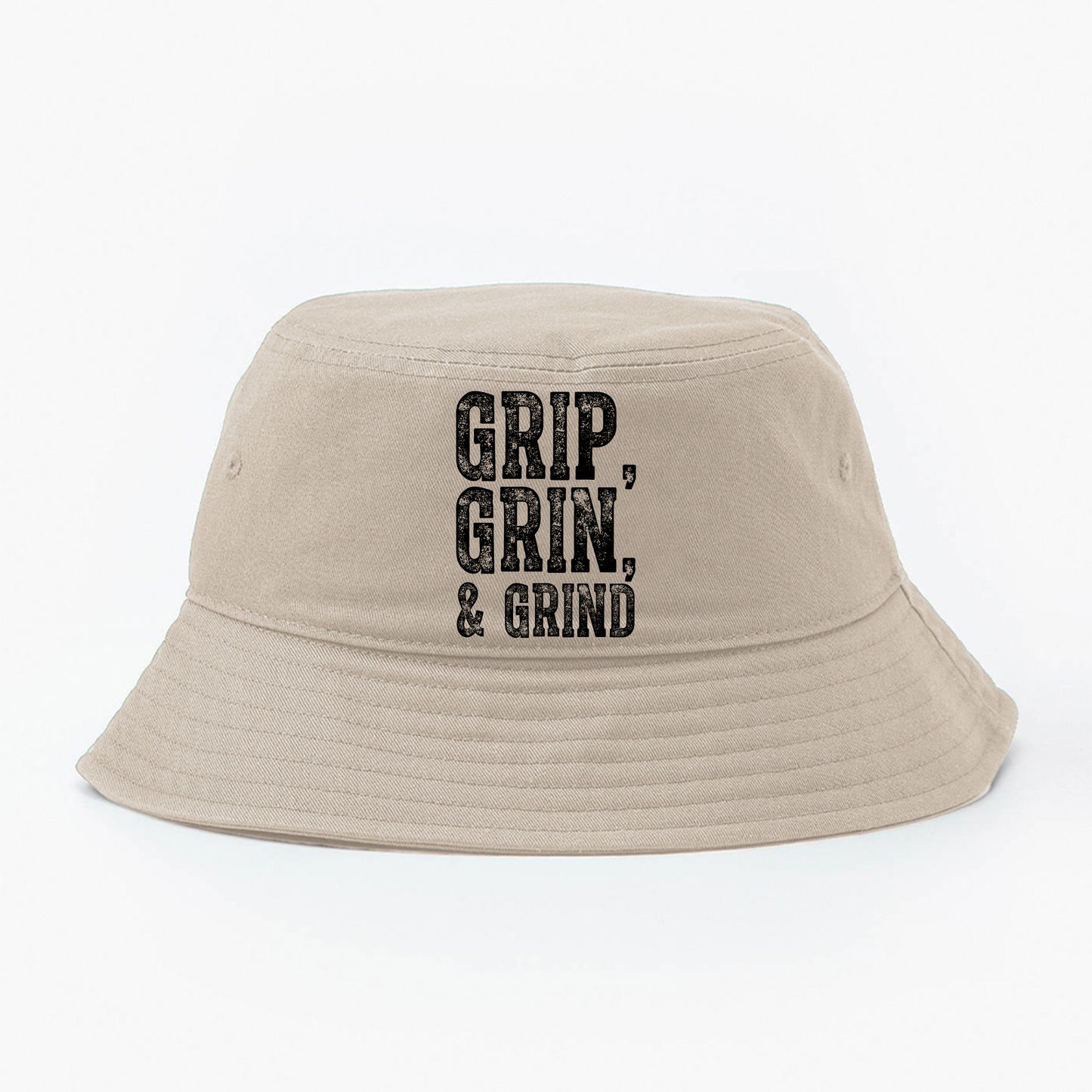 "Grip, Grin, & Grind" Black Bucket Hat