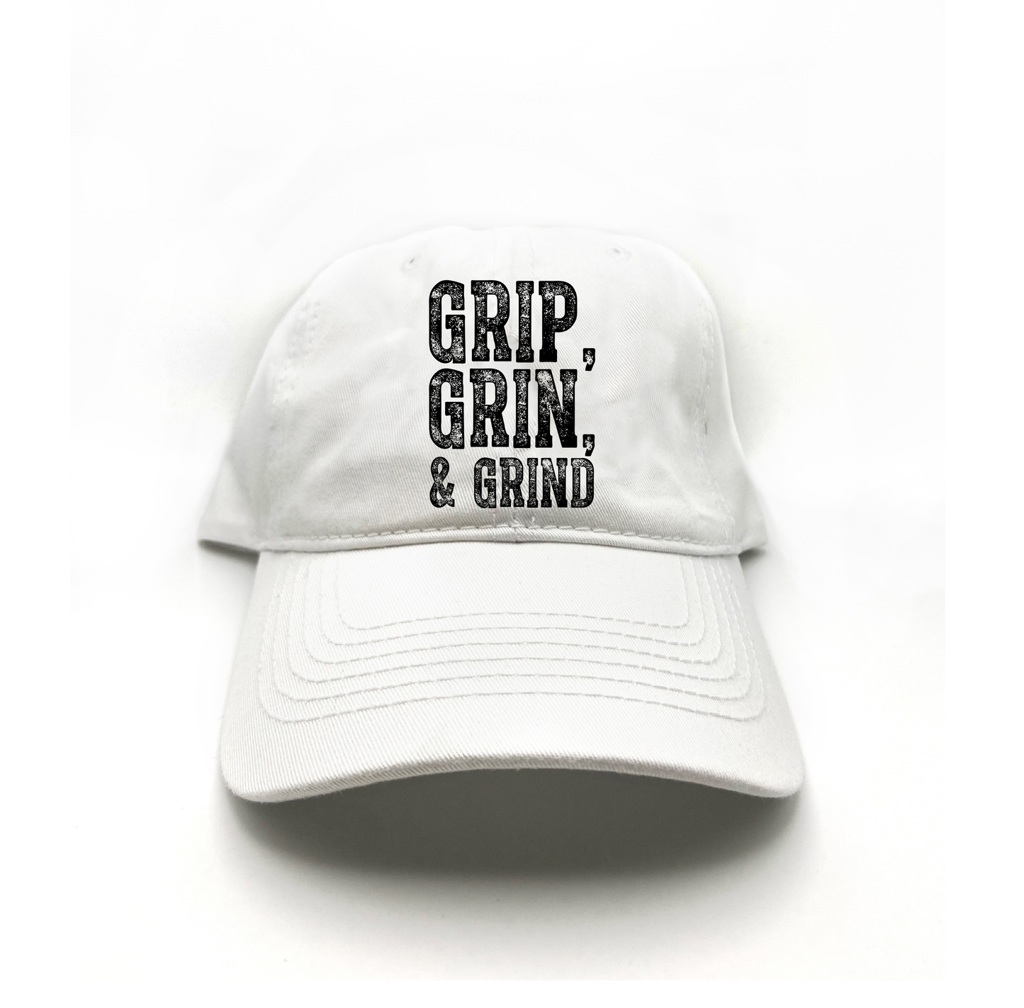 "Grip, Grin, & Grind" Black Dad Hat
