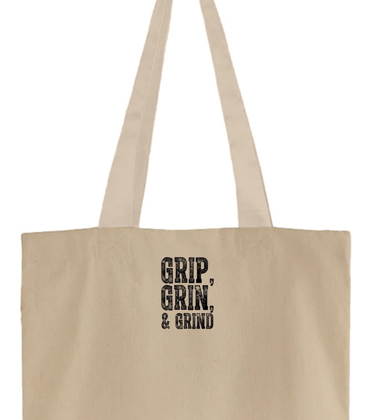 "Grip, Grin, & Grind" Black Tote Bag