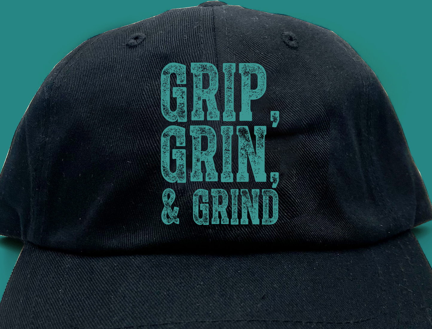"Grip, Grin, & Grind" Green Dad Hat