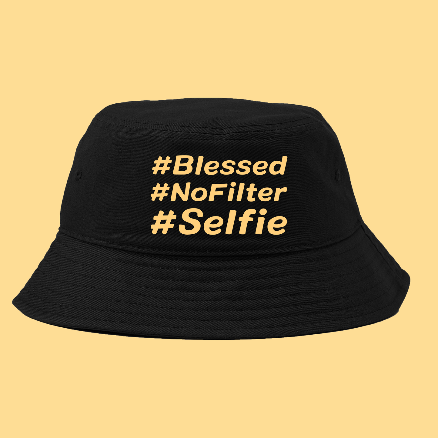 #Blessed #NoFilter #Selfie Yellow Bucket Hat