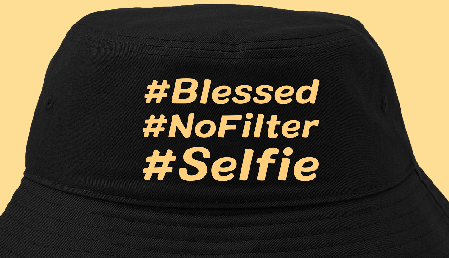 #Blessed #NoFilter #Selfie Yellow Bucket Hat