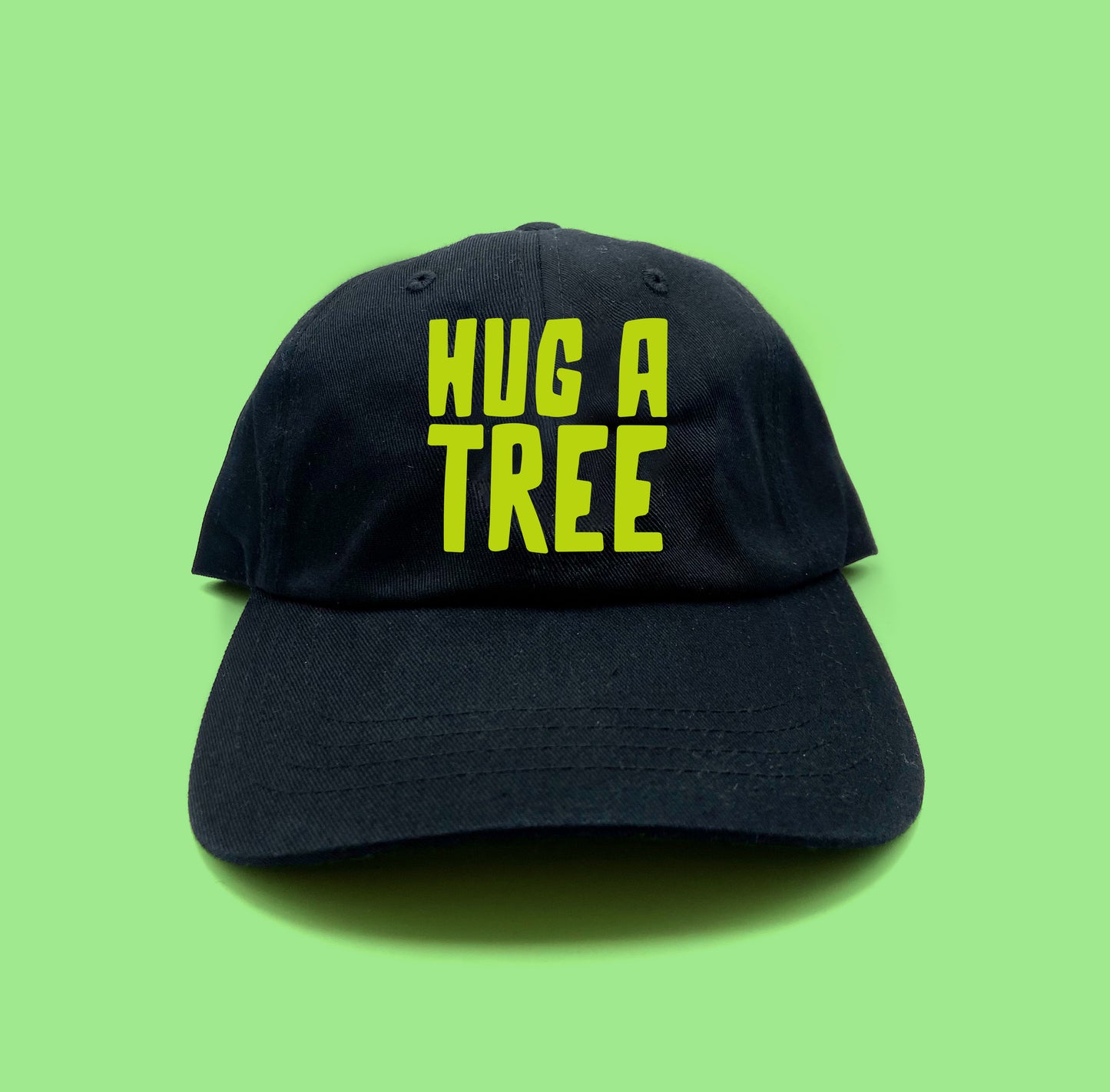 Hug a Tree Yellow Green Dad Hat