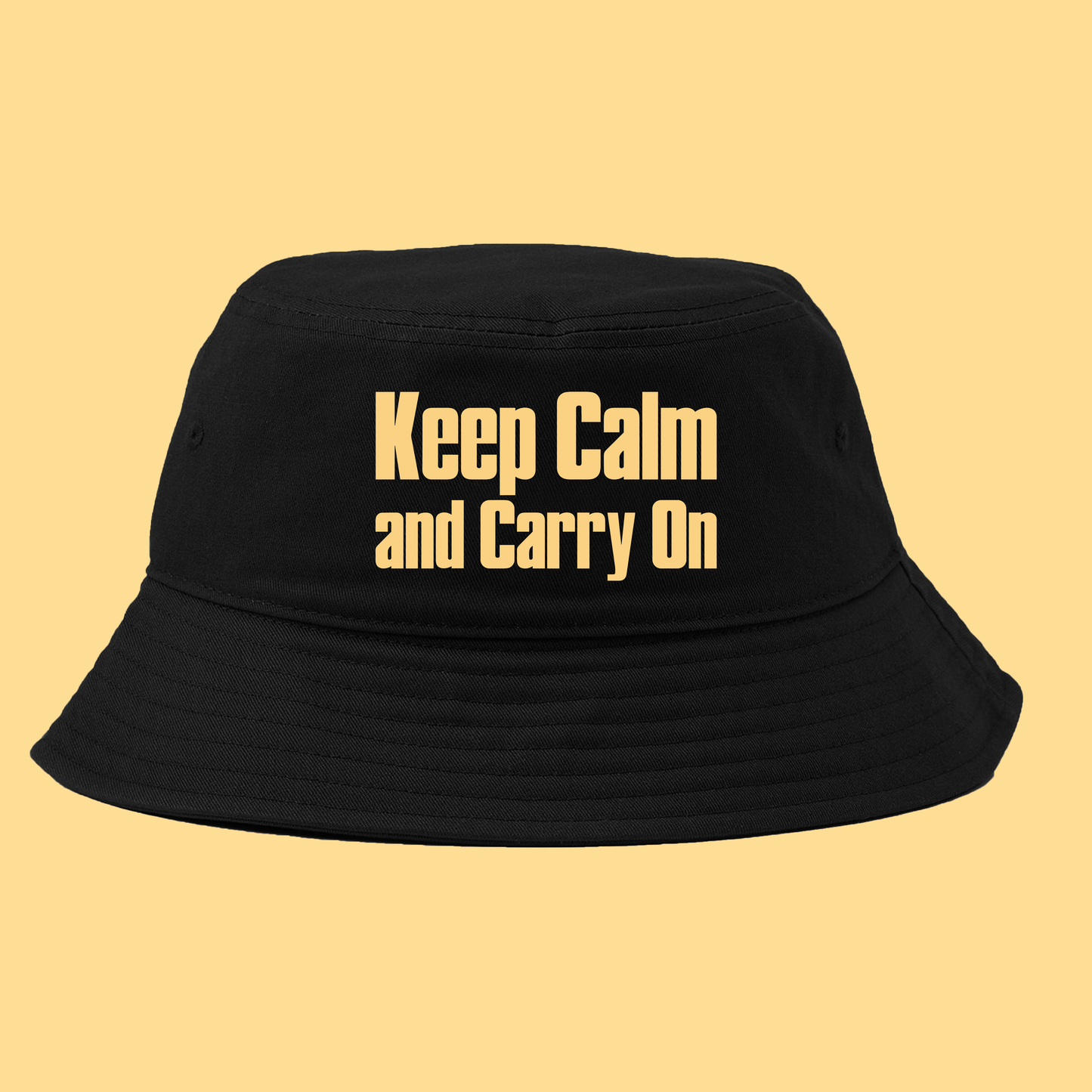 Keep Calm and Carry On Light Yellow Bucket Hat