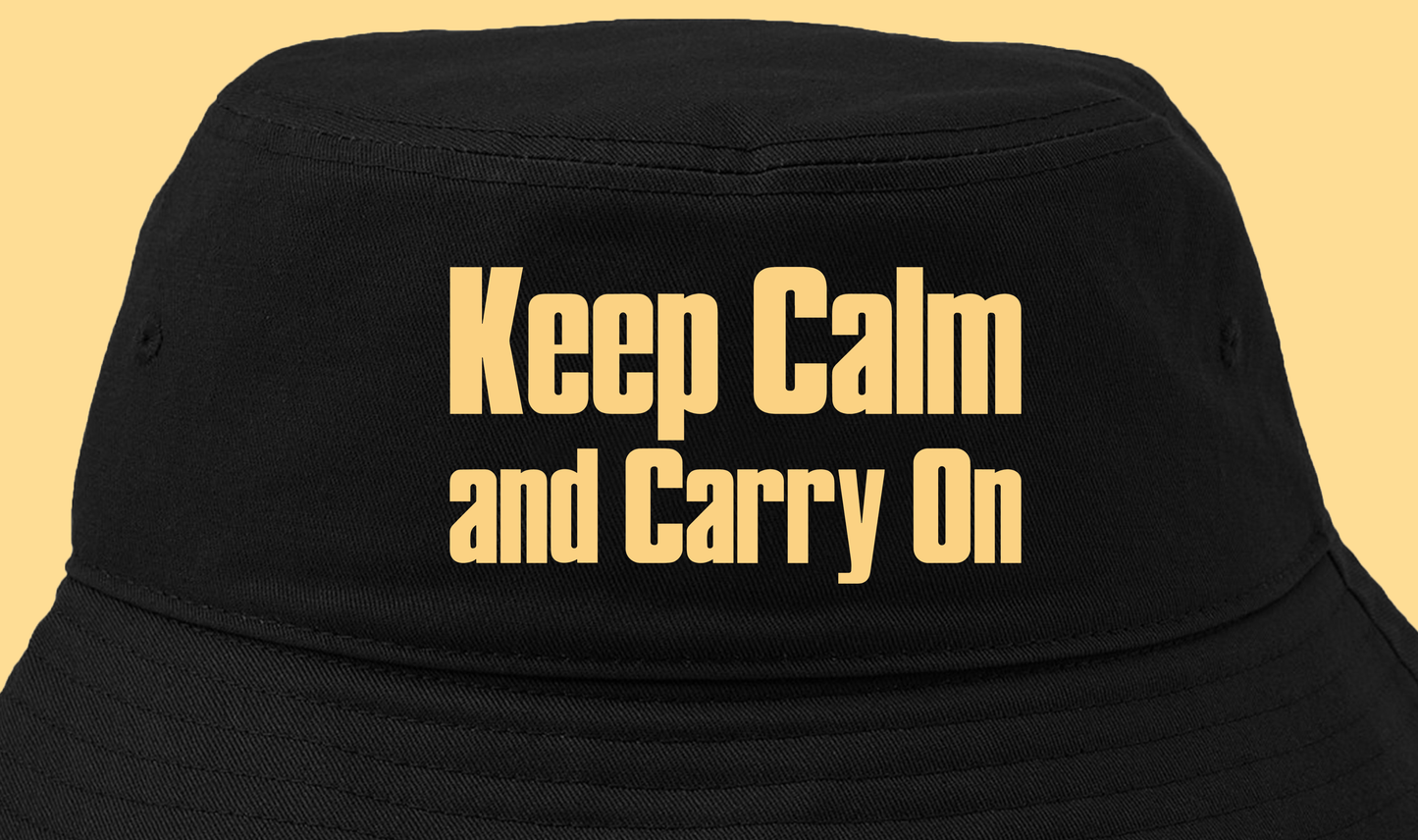 Keep Calm and Carry On Light Yellow Bucket Hat