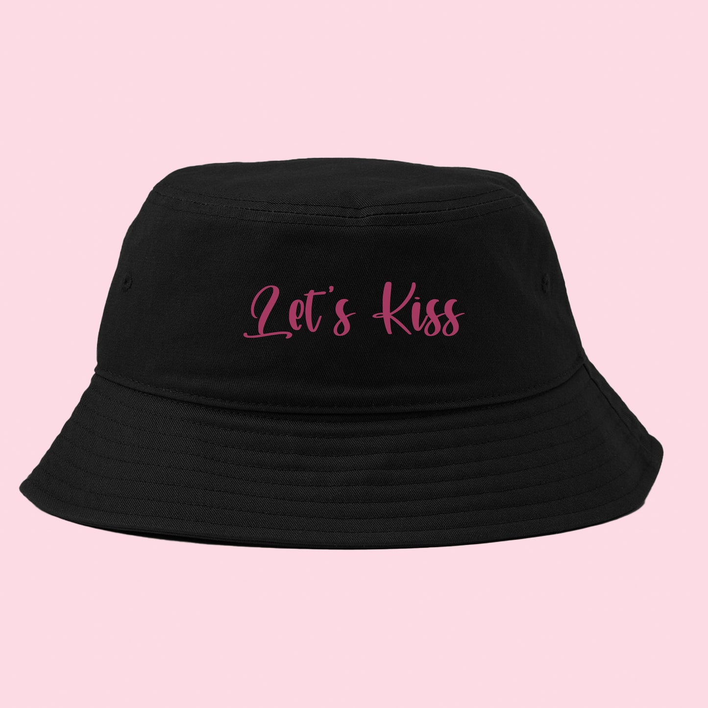 LETS KISS Dark Pink Bucket Hat