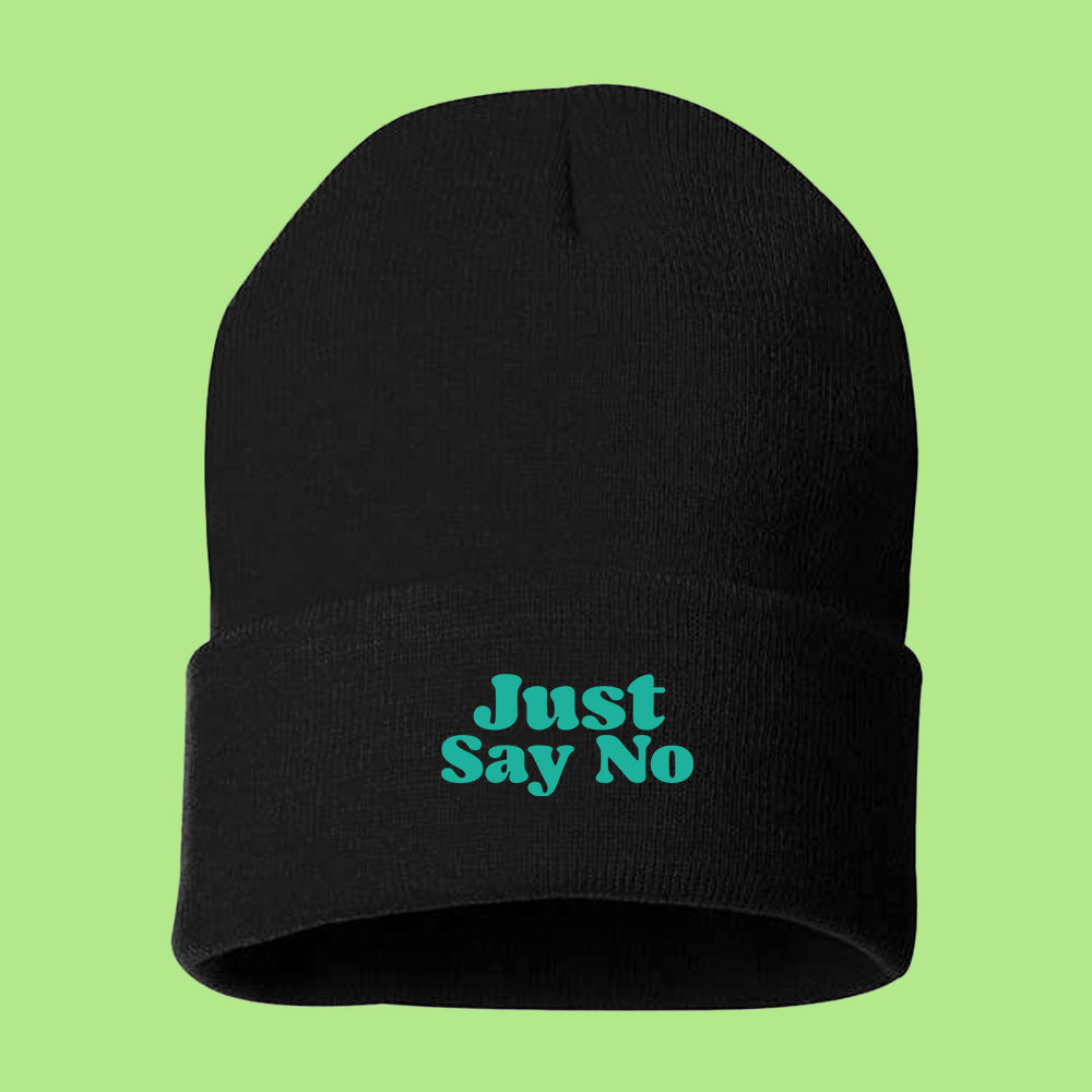 Just Say No Green Beanie