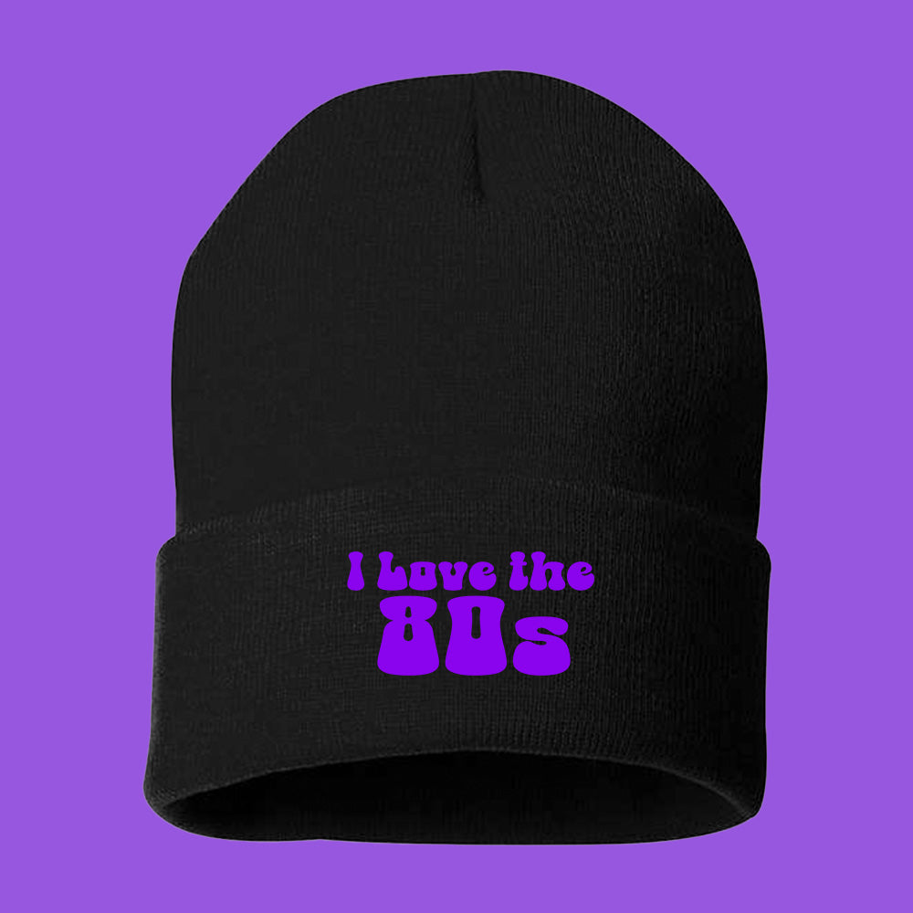 I Love the 80s Purple Beanie Hat
