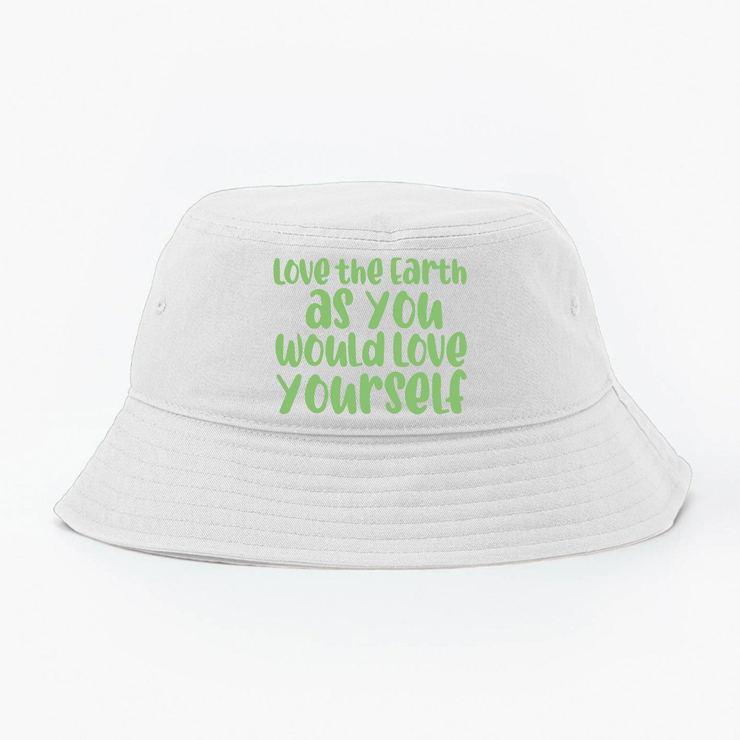 Love the Earth as You Would Love Yourself Light Green Bucket Hat