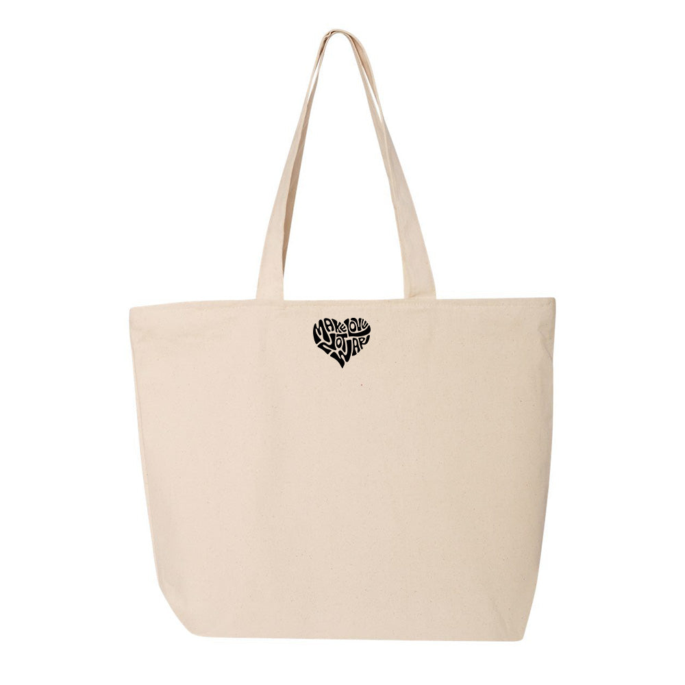 Make Love, Not War Black Tote Bag