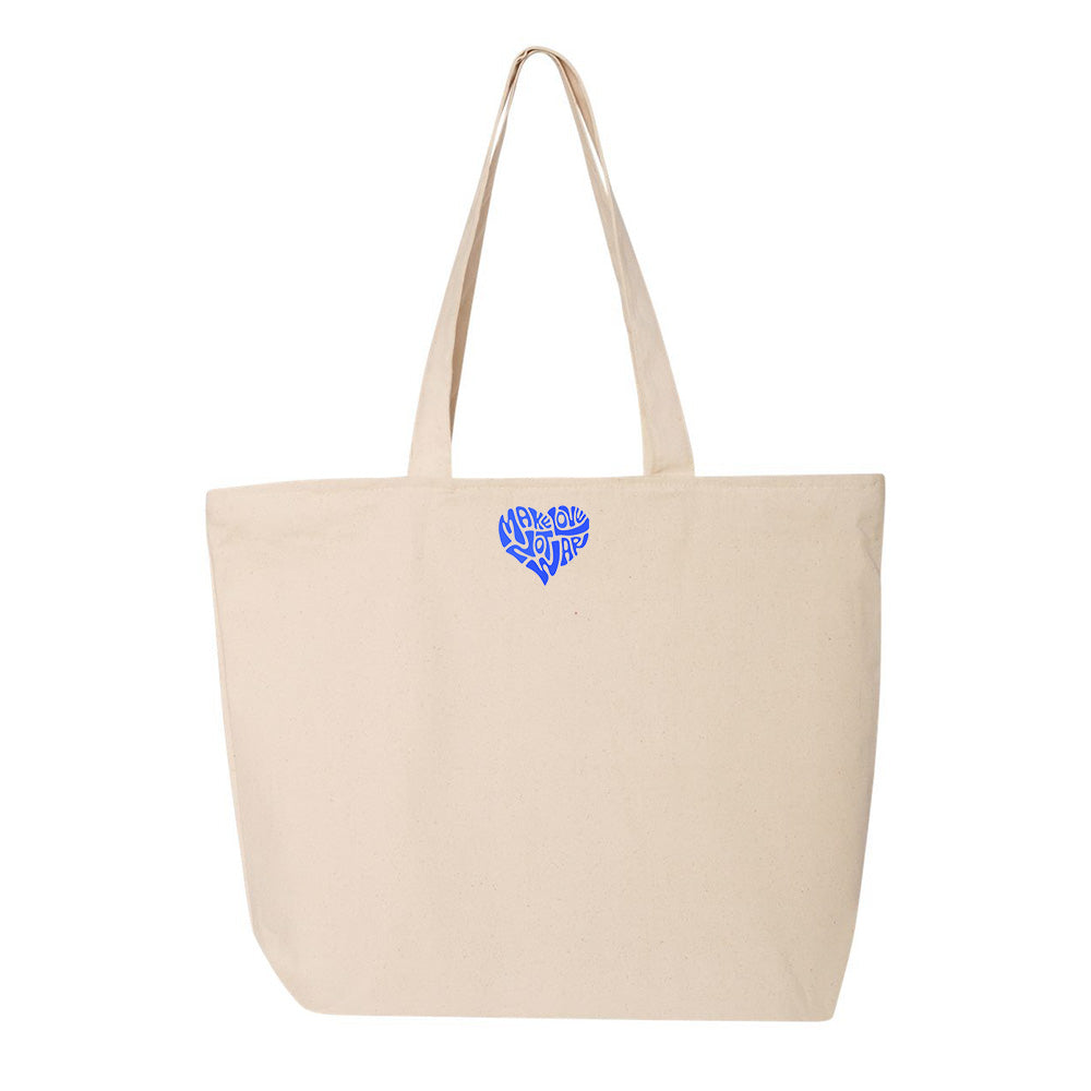 Make Love Not War Blue Tote Bag