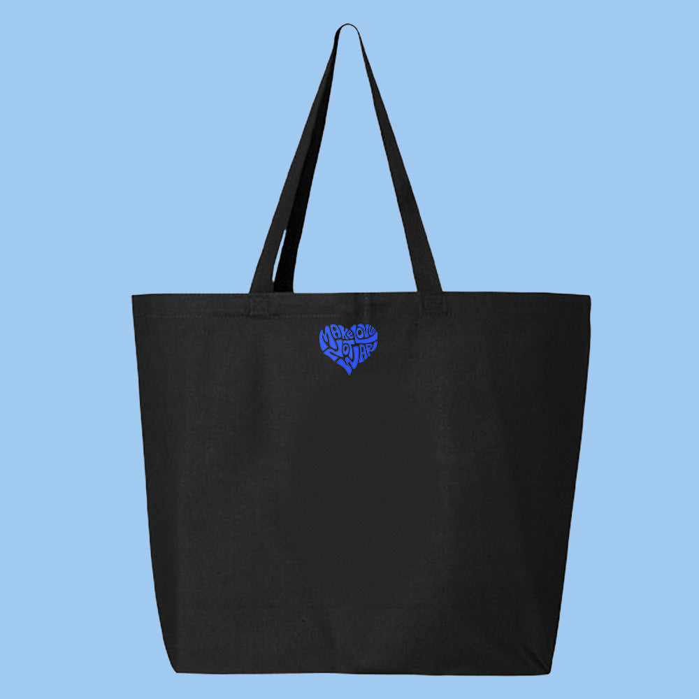 Make Love Not War Blue Tote Bag