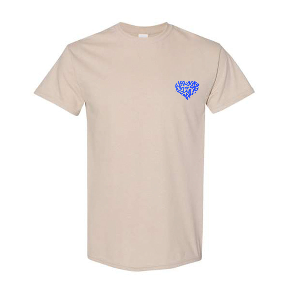 Make Love Not War Blue Tee Shirt